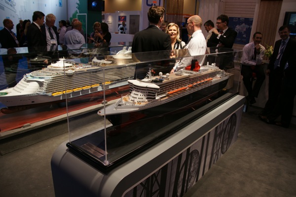dsc06271 STX Europe had a busy booth with people checking out the large model of Royal Caribbean's Oasis of the Seas. Click on the picture to see more detailed photos of the model.