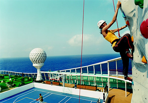 Royal Caribbean has announced that eight amenity-filled ships, complete with the line’s famous rock-climbing wall, will be headed to Europe for the 2010 cruise season. Image courtesy Royal Caribbean