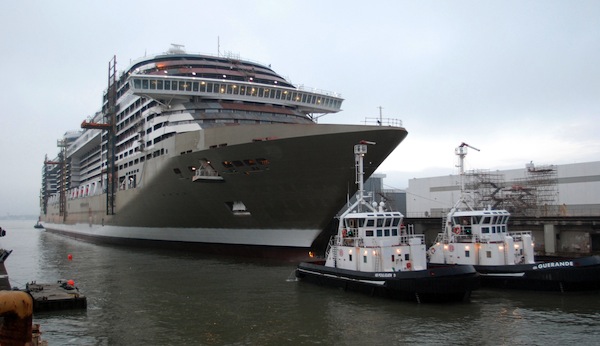 MSC Divina is afloat and ready to be primped for her 2012 debut